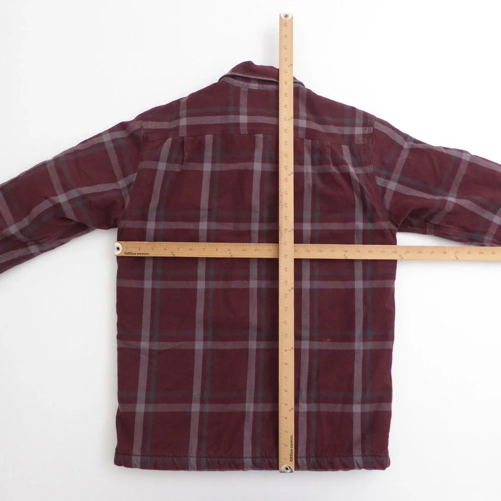 Carhartt 104452 Mens Carhartt Flannel Sherpa-Lined Shirt Jacket Red Plaid Medium